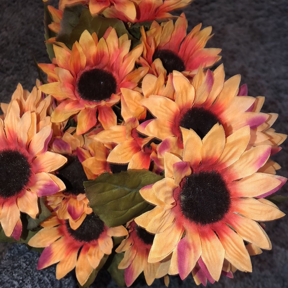 Set of 3 floral garden sunflower bush. NWT